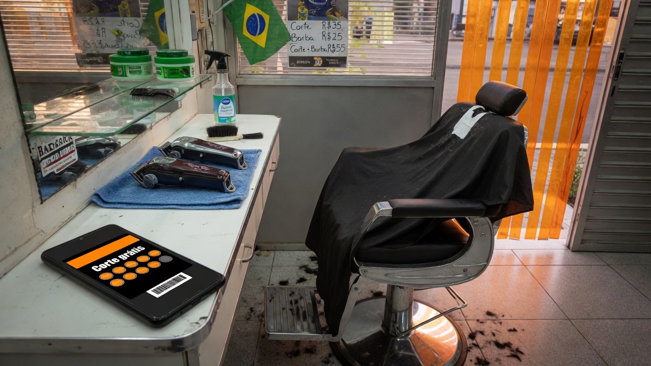 Cadeira de barbearia com o passe Corte grátis