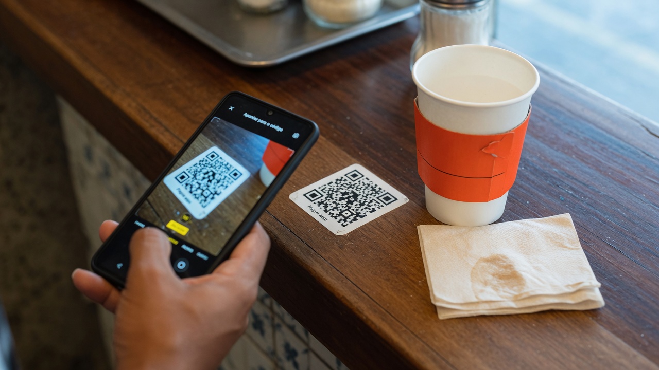 Balcão com o QR do cartão de fidelidade